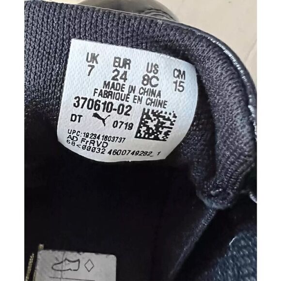 Puma Roma Toddler Black Patent Leather Shoes Size 8C Low-Top Lace Up Sneakers - Picture 10 of 12